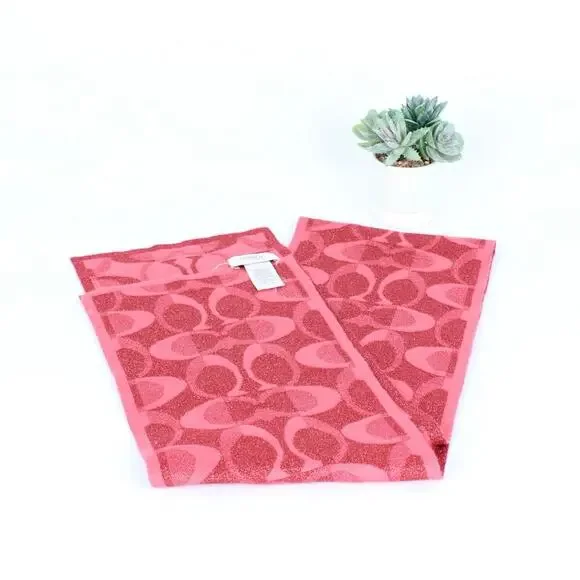 Coach signature Apricot Pink Acrylic Wool Blend Scarf - Picture 3 of 4